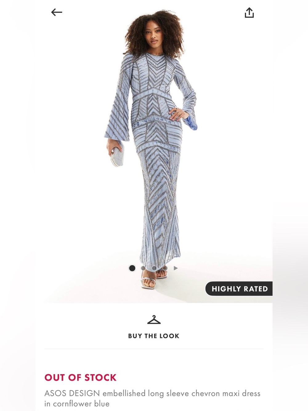ASOS Cornflower Blue Beaded Chevron Maxi Dress